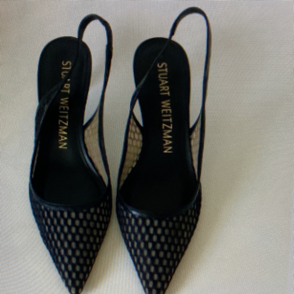 Stuart Weitzman Black Mesh Pointed Slingback Pumps - image 1